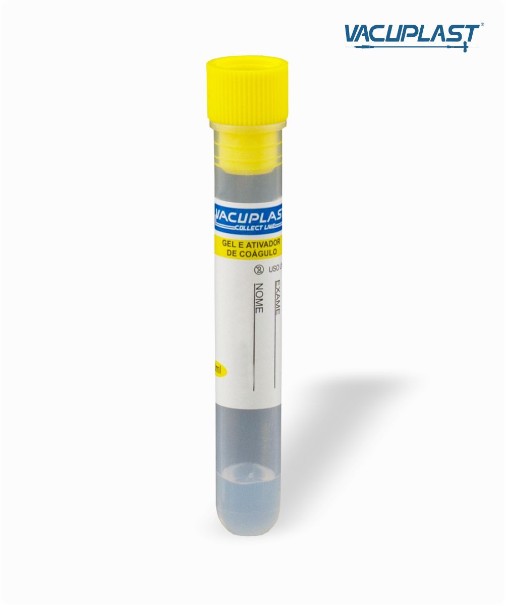 Tubo para coleta de sangue (seringa) com gel e ativador de coágulo 3mL